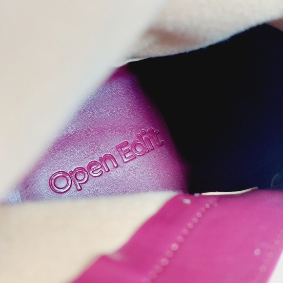 NEW Open Edit Erika Red Cranberry Faux Leather Pointed Toe Wedge Booties F625 - Picture 11 of 13